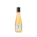 8.2 oz bottle of Eminence Apricot Body Oil with a black cap and golden liquid in a clear glass bottle.