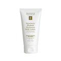 White 5 oz squeeze tube of Eminence Strawberry Rhubarb Hyaluronic Body Lotion with dark green text and branding.