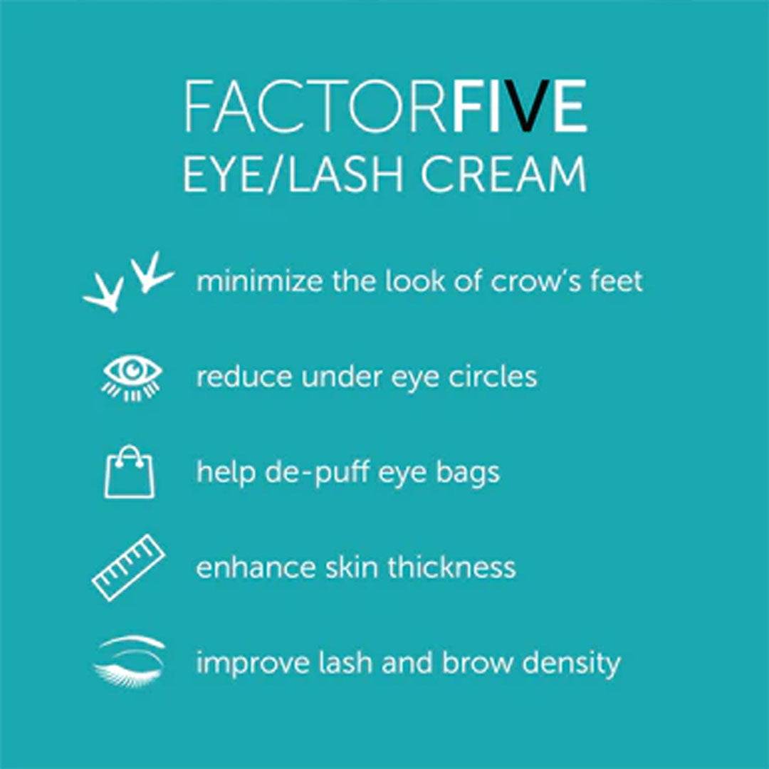Eye/Lash Cream tube with product ingredients and benefits for lash and brow enhancement