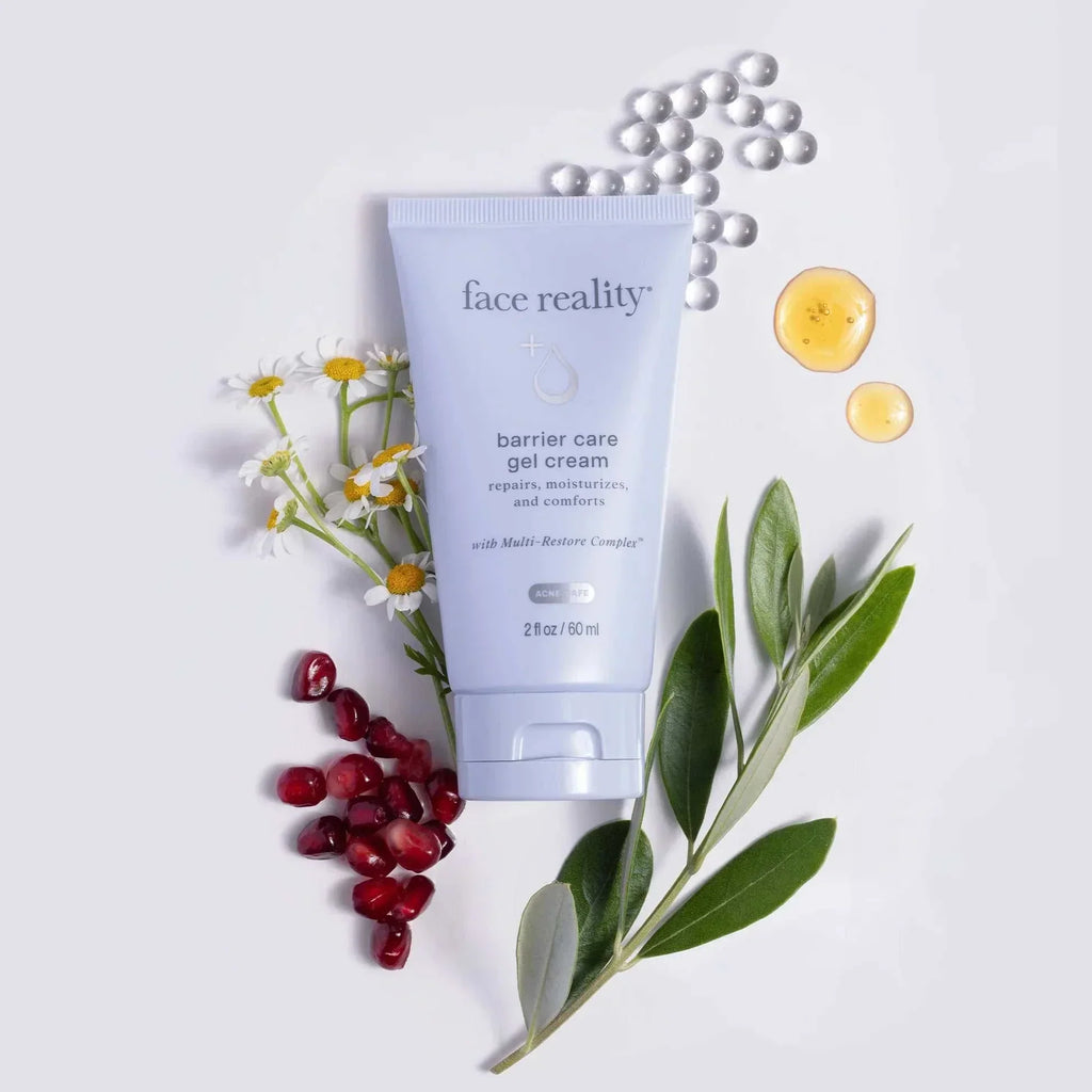 Barrier Care Gel Cream jar with description of skin barrier support and hydration benefits