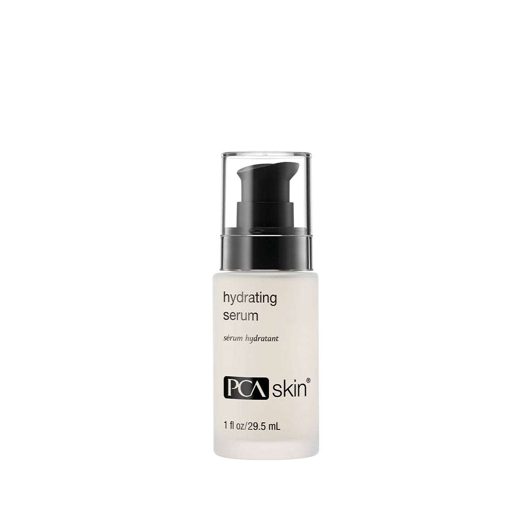 Hydrating serum bottle with antioxidants and moisture-binding ingredients for soft, plump skin