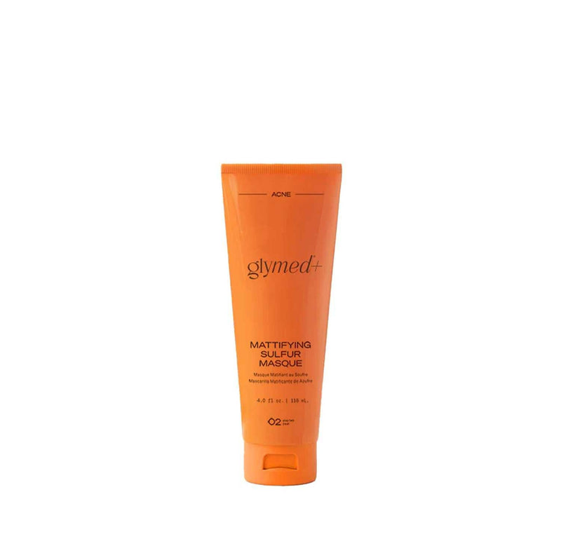 Tube of Glymed Plus Mattifying Sulfur Masque for acne-prone skin with therapeutic sulfur and kaolin