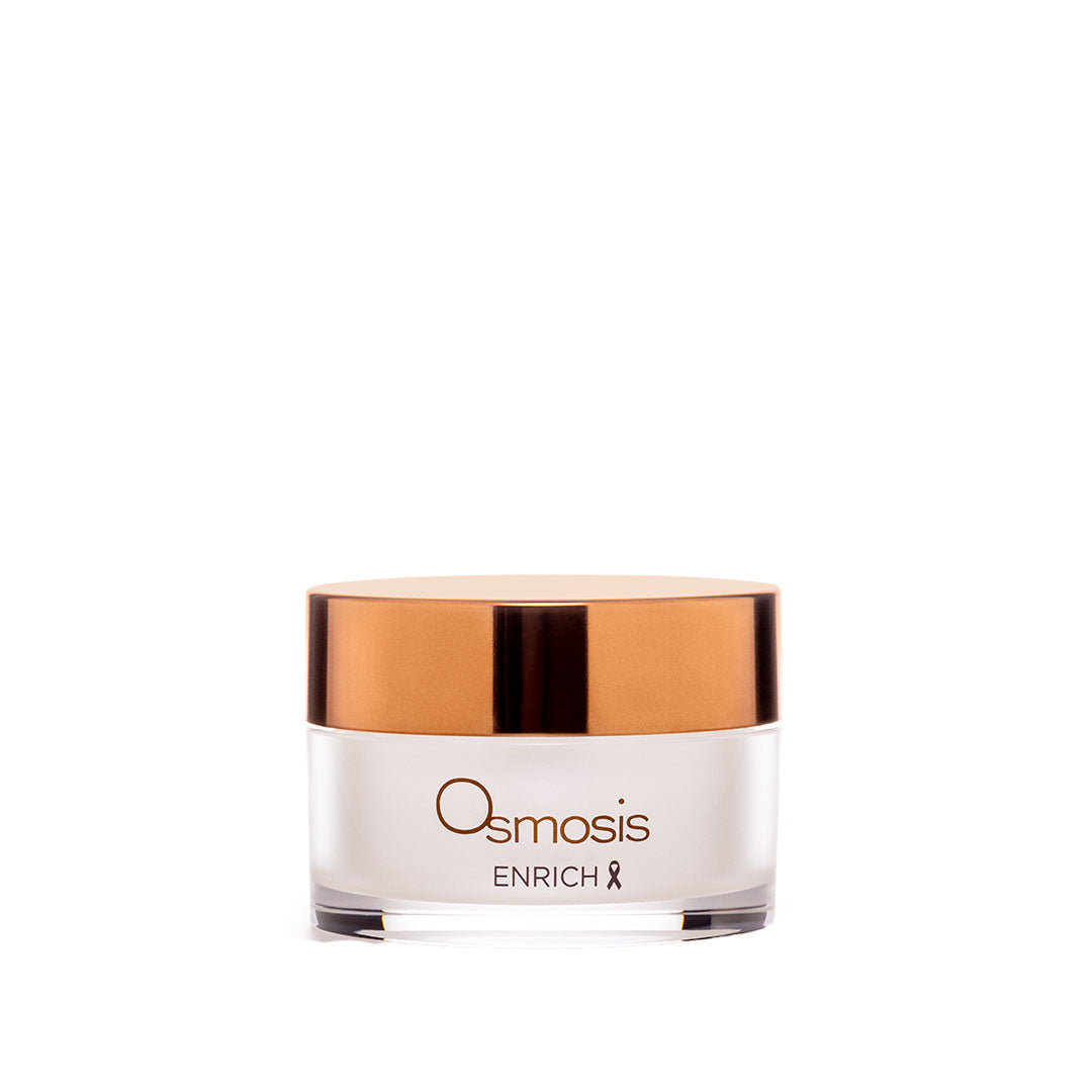 Enrich Restorative Face & Neck night cream jar with apricot oil and blueberry ingredients for deep hydration and wrinkle reduction