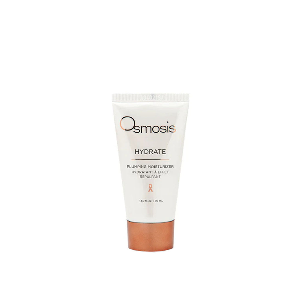 Osmosis Hydrate Plumping Moisturizer in a white tube with an orange cap.