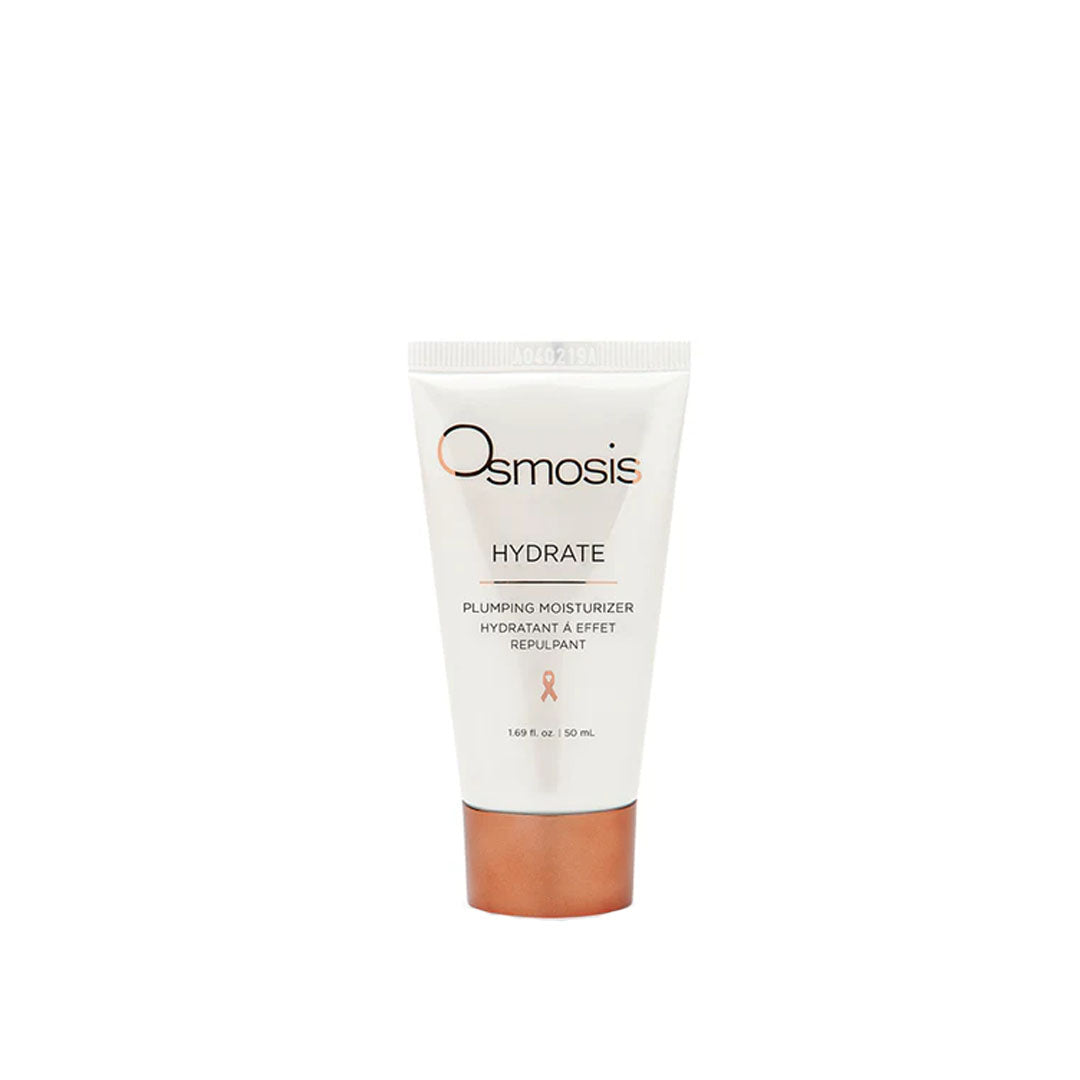 Osmosis Hydrate Plumping Moisturizer in a white tube with an orange cap.