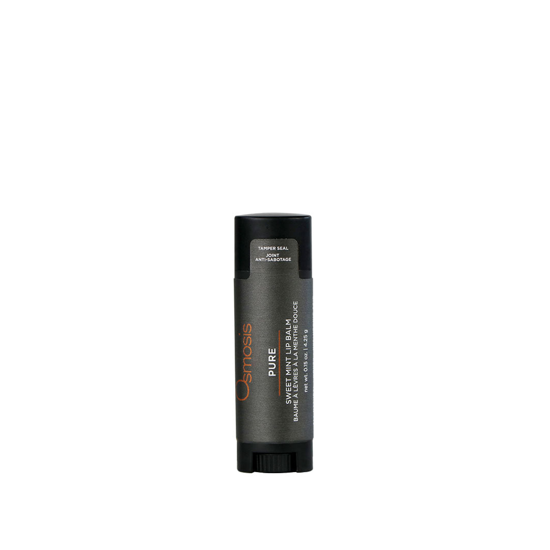 Pure Lip Balm with natural oils, lanolin, honey, and sweet mint for moisturizing and healing lips
