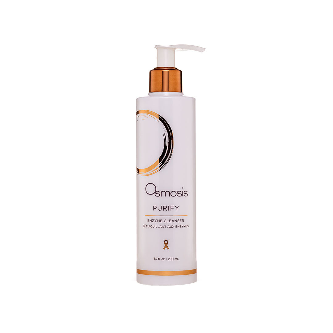 Purify Enzyme Cleanser bottle with kumquat, kiwi, neem, and pineapple ingredients for gentle exfoliation and glowing skin