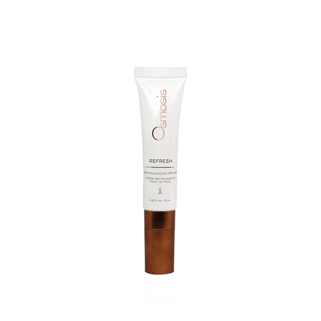 Osmosis Refresh Revitalizing Eye Cream in a white tube with a copper cap.