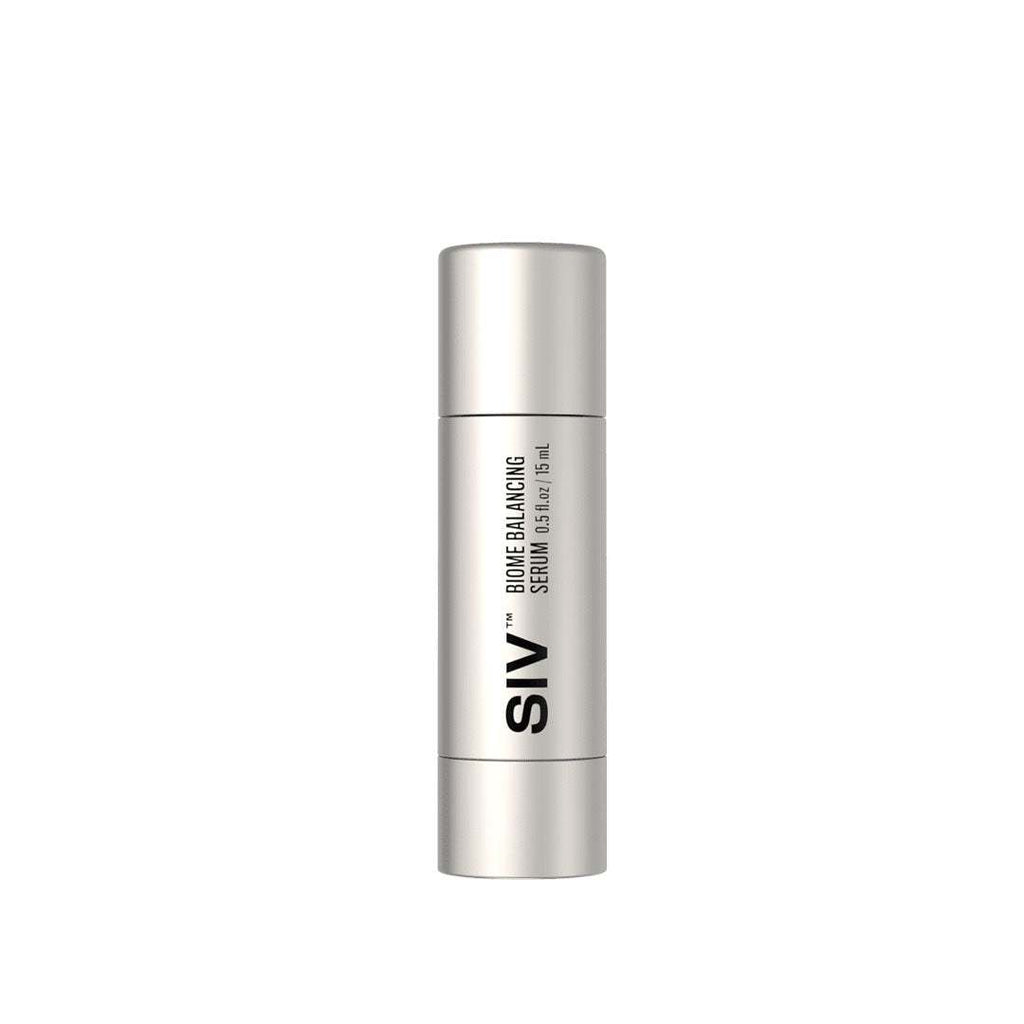 SIV Biome Balancing Serum bottle showcasing spore-based skincare formula for healthy skin microbiome balance