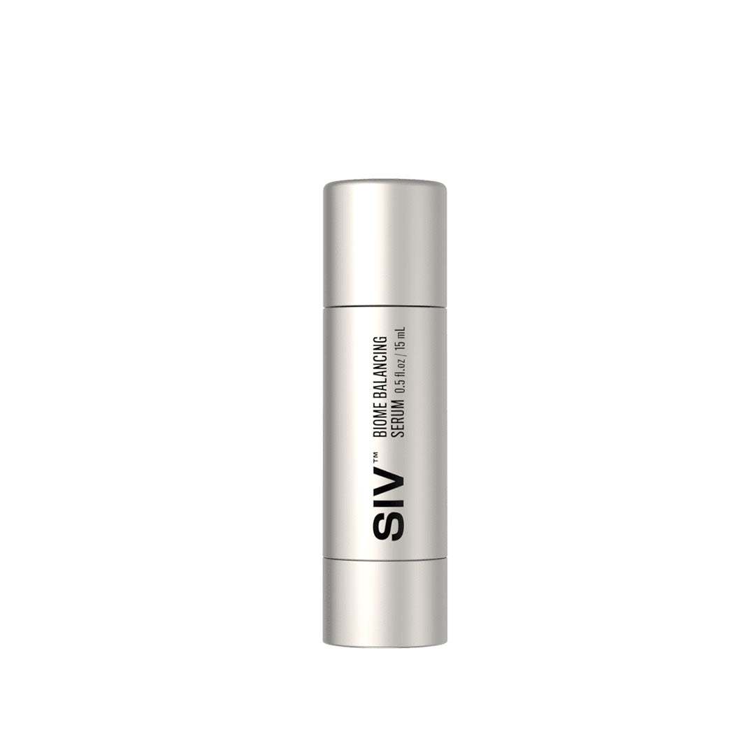 SIV Biome Balancing Serum bottle showcasing spore-based skincare formula for healthy skin microbiome balance