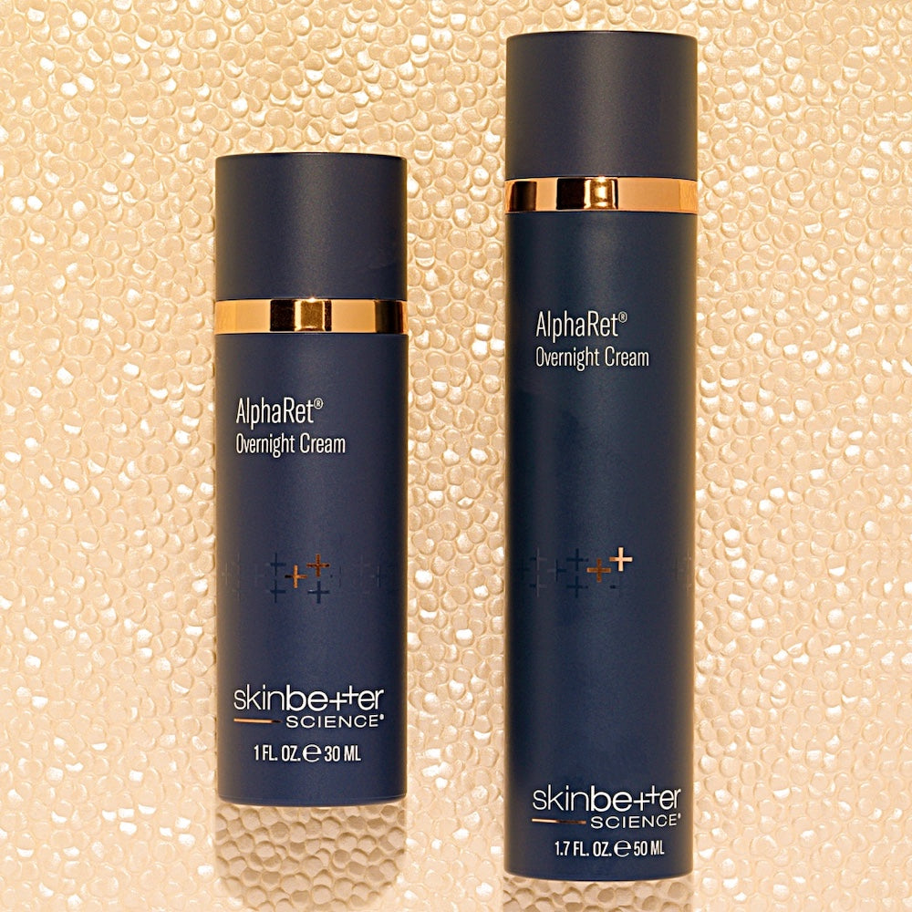 skinbetter alpharet overnight cream both sizes on pearly background