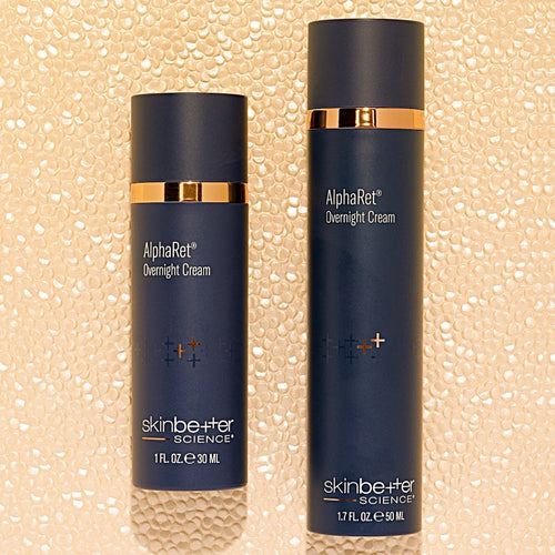 skinbetter alpharet overnight cream both sizes on pearly background