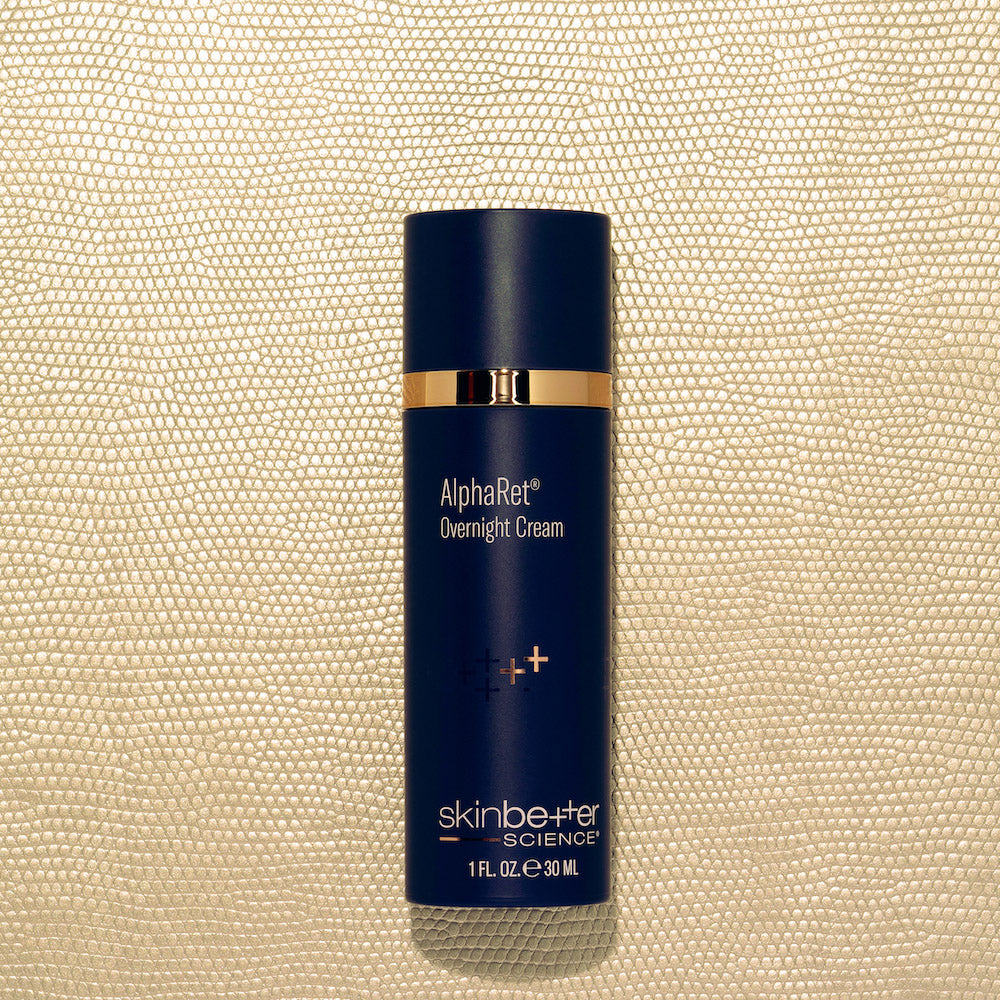 skinbetter alpharet overnight cream small on snake skin background