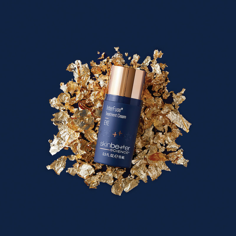 skinbetter interfuse intensive treatment eye blue background gold leaf