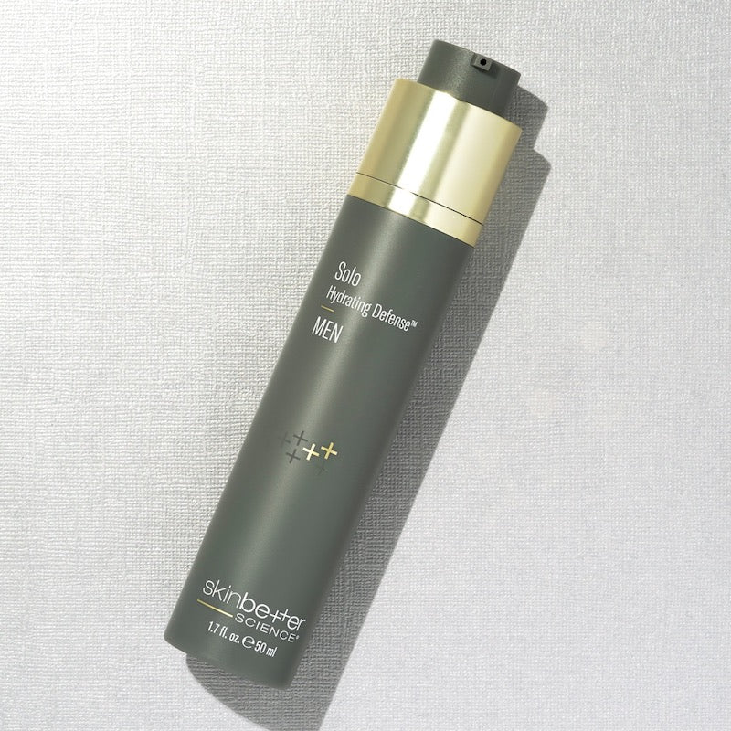 skinbetter science solo hydrating defense men linen background