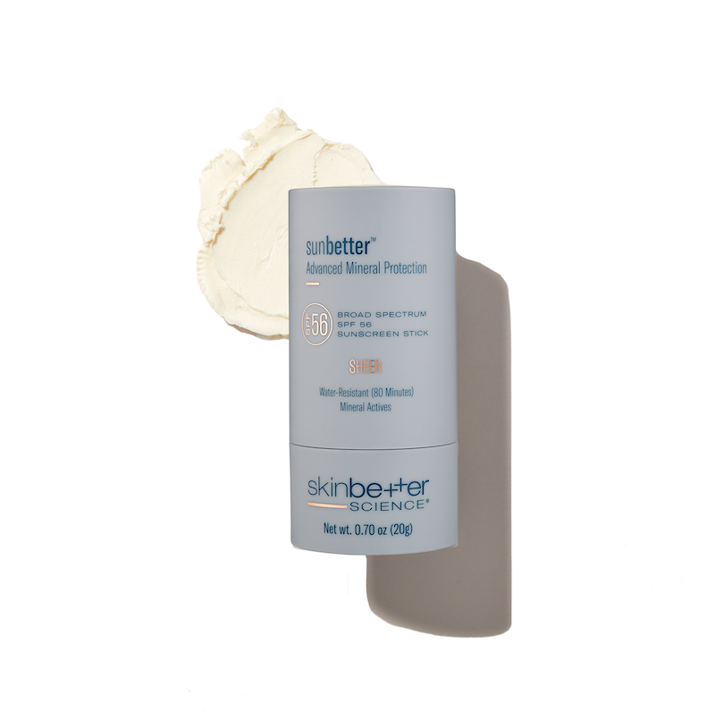 skinbetter sunbetter sheer sunscreen spf 56 stick product swatch