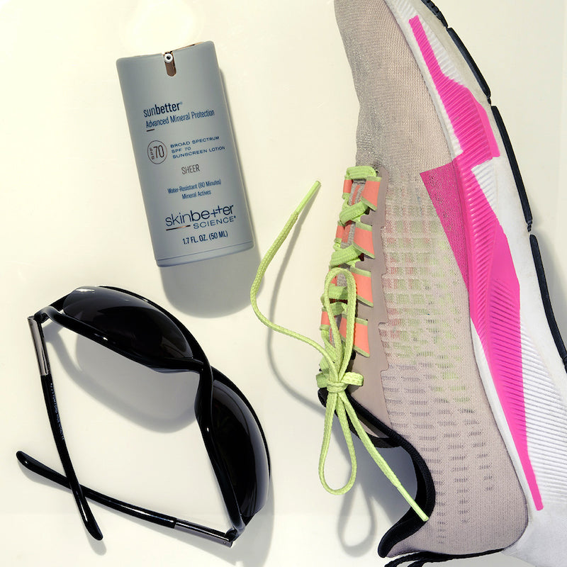 skinbetter sunbetter sheer sunscreen spf 56 lotion sneakers sunglasses