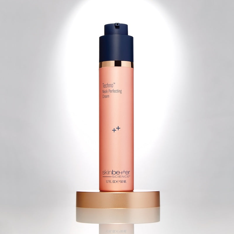 skinbetter techno neck perfecting cream on a pedestal 