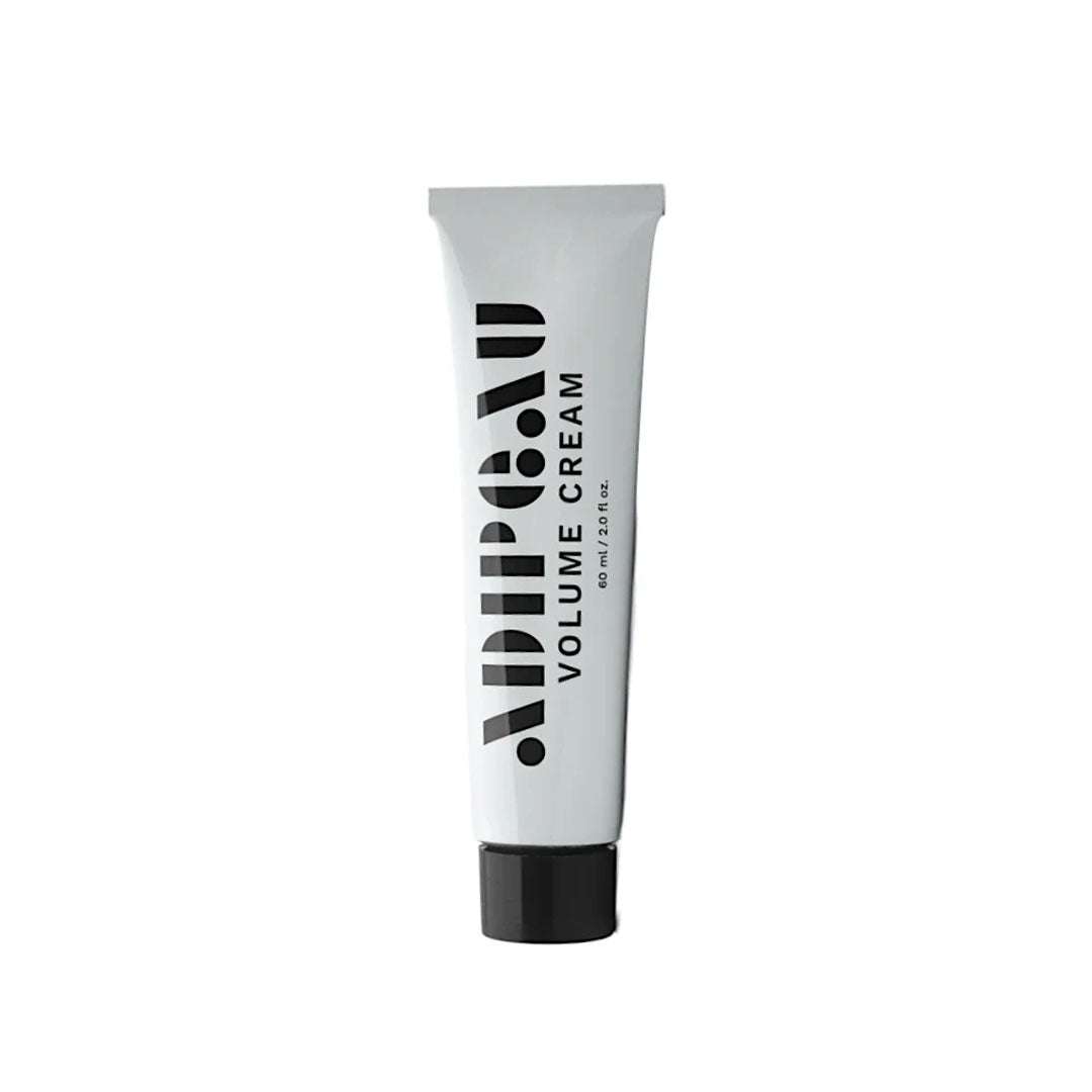 Jar of Volume Cream with natural ingredients for facial fat cell regeneration on white background
